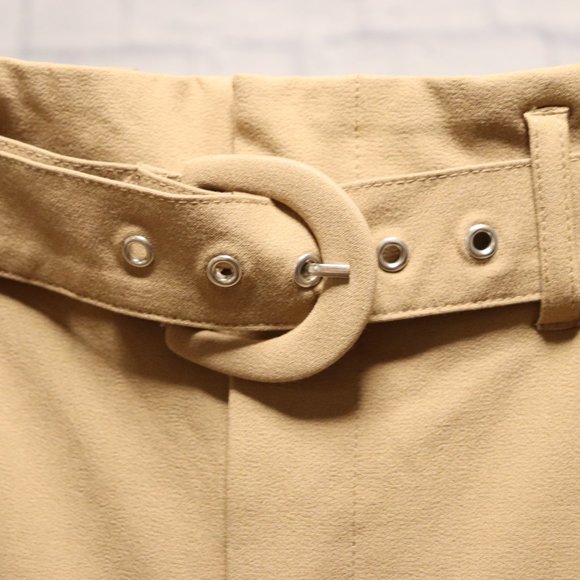 Zara 70s Style Flared Boot Cut Tan Dress Pants / Trousers With Belt - Picture 3 of 8